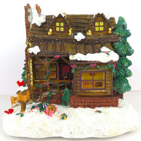 Christmas in the Woods Lighted Cabin House Rustic Log Holiday Village Décor - Picture 1 of 15